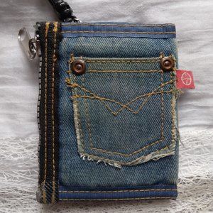 Denim Jean Trifold Zip Wallet